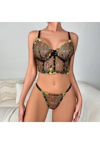 Intica - Komplet bielizny z haftem kwiatowym elegancki zestaw dla kobiet Noriane. Kolor: wielokolorowy. Materiał: tkanina, materiał, skóra. Wzór: kwiaty, haft #6