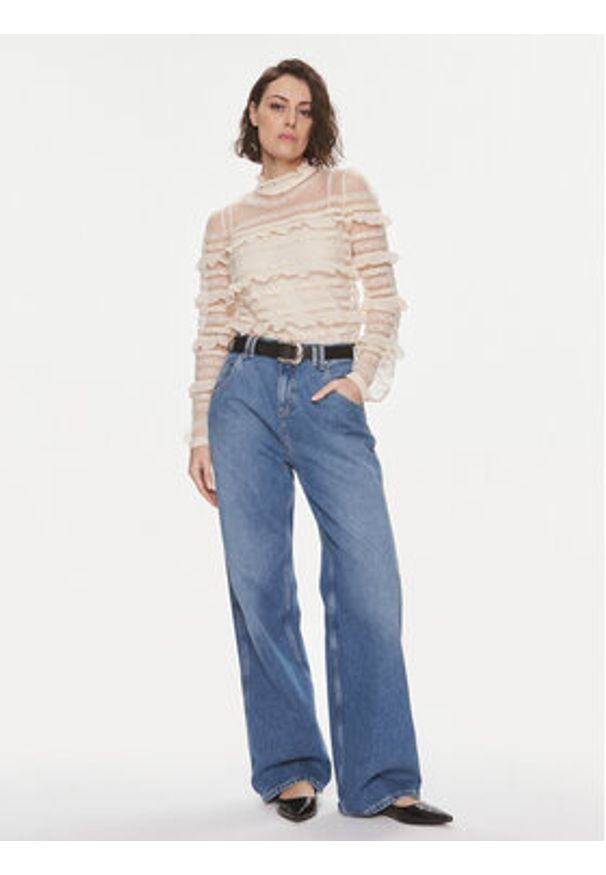 TwinSet - TWINSET Bluzka 241TP2041 Beżowy Regular Fit. Kolor: beżowy. Materiał: syntetyk