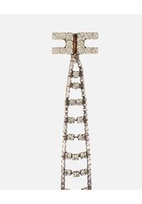 Elisabetta Franchi - ELISABETTA FRANCHI - Długie kolczyki z logo i cyrkoniami. Materiał: złote, srebrne. Kolor: srebrny. Wzór: aplikacja. Kamień szlachetny: cyrkonia #3