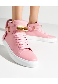 BUSCEMI - Różowe skórzane sneakersy. Nosek buta: okrągły. Kolor: różowy, wielokolorowy, fioletowy. Materiał: skóra #1