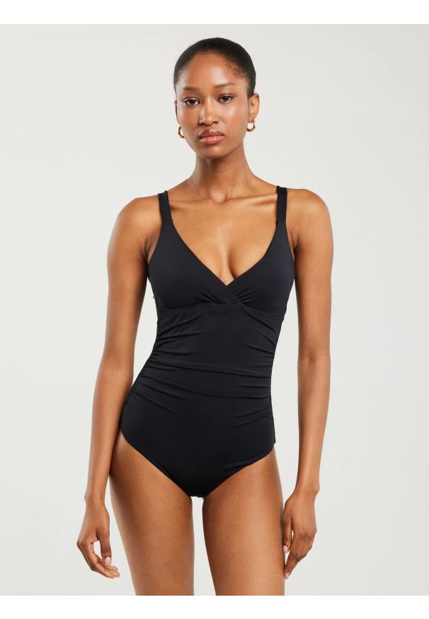 Big-Star - Kostium kąpielowy jednoczęściowy czarny Sallsa 906. Kolor: czarny. Materiał: materiał. Wzór: nadruk