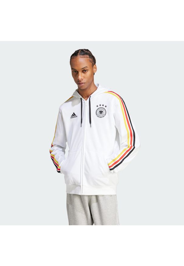 Adidas - Bluza z kapturem Germany DNA Full-Zip. Typ kołnierza: kaptur. Kolor: biały. Materiał: materiał