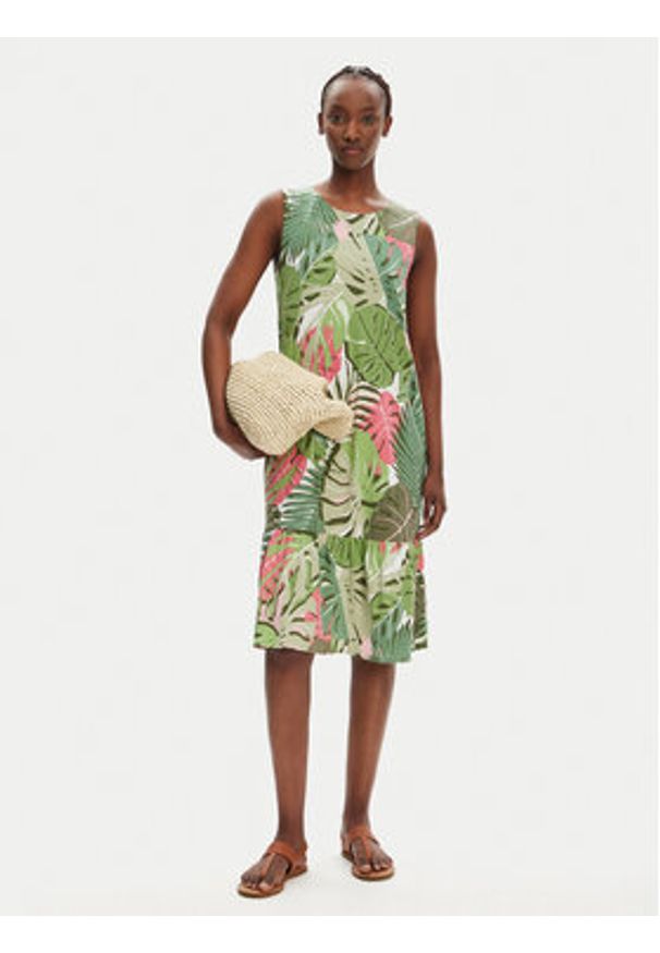 Olsen Sukienka letnia 13002032 Zielony Regular Fit. Kolor: zielony. Materiał: bawełna. Sezon: lato