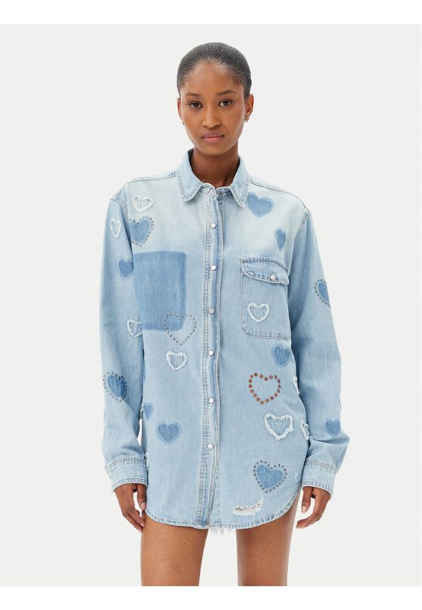 One Teaspoon Koszula jeansowa Everyday Studded 26714 Niebieski Relaxed Fit. Kolor: niebieski. Materiał: bawełna