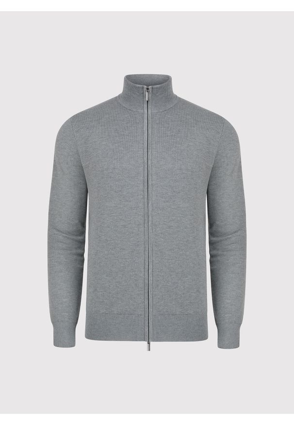 Pako Lorente - PAKO LORENTE - Szary rozpinany sweter męski. Okazja: na co dzień. Kolor: szary, beżowy. Materiał: wiskoza, poliamid. Wzór: gładki. Sezon: jesień. Styl: casual