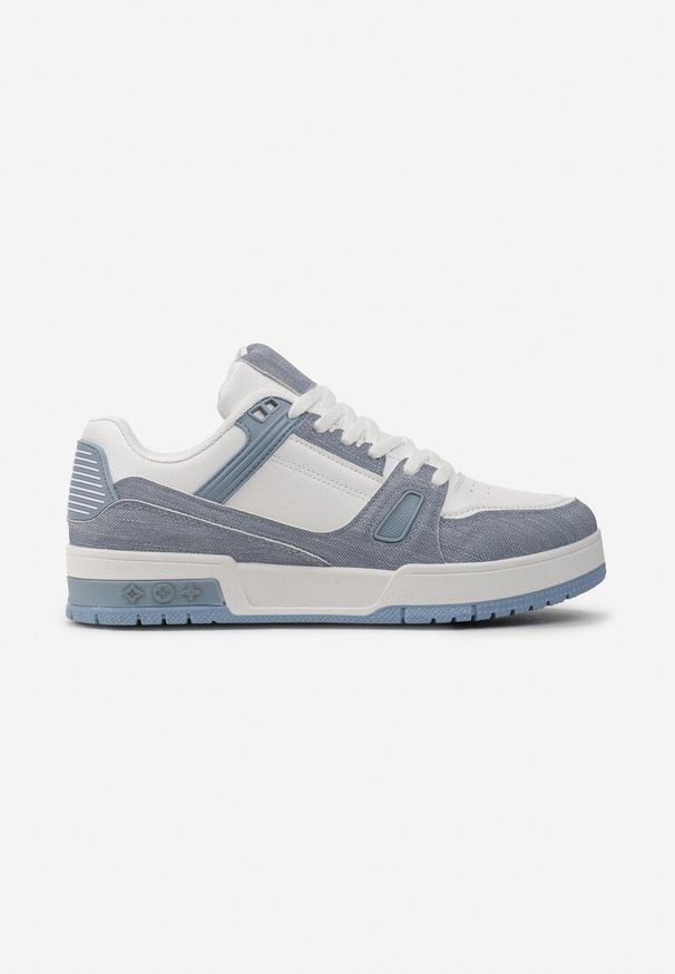 Born2be - Niebieskie Sneakersy na Grubej Podeszwie z Przeszyciami Rivinna. Kolor: biały, niebieski