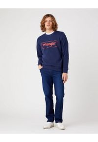 Wrangler - WRANGLER FRAME LOGO CREW MĘSKA BLUZA KLASYCZNA NADRUK NAVY W662HA114 112320240. Wzór: nadruk. Styl: klasyczny #3