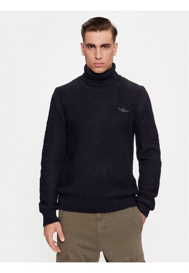 Aeronautica Militare Golf 232MA1455L509 Granatowy Regular Fit. Typ kołnierza: golf. Kolor: niebieski. Materiał: syntetyk