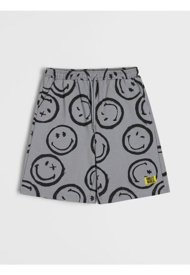 Sinsay - Szorty loose fit ze wzorem Smiley - szary. Kolor: szary