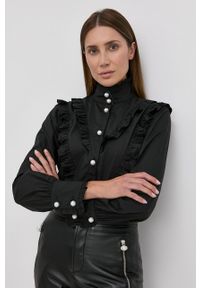 Custommade koszula bawełniana damska kolor czarny regular. Okazja: na co dzień. Kolor: czarny. Materiał: bawełna. Styl: casual