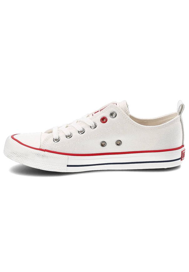 Big-Star - Białe Trampki Big Star Modne Buty Damskie Półbuty. Kolor: biały. Materiał: materiał, guma. Szerokość cholewki: normalna. Wzór: kolorowy