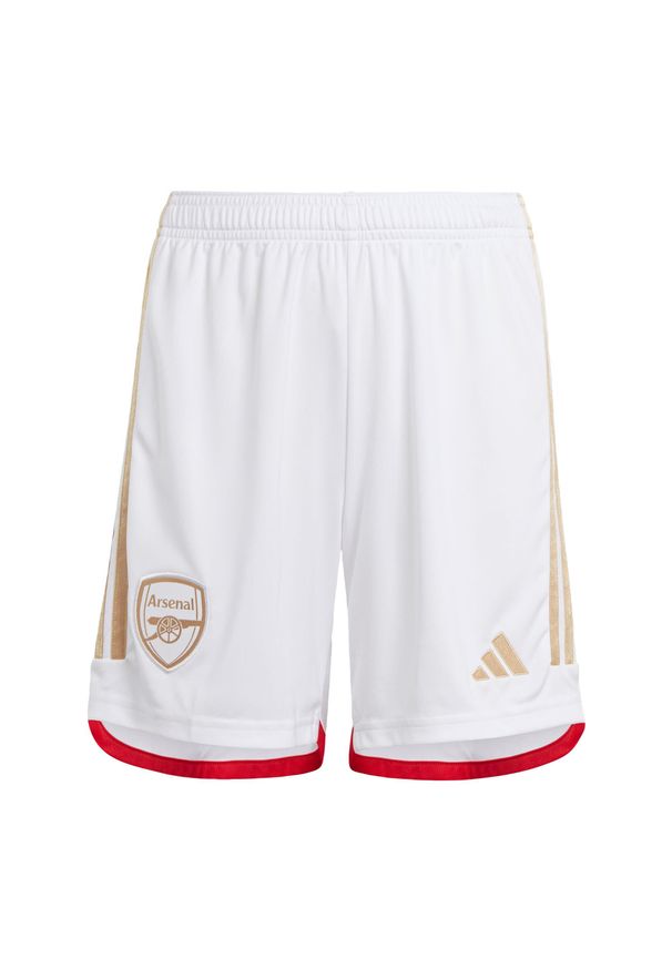 Spodenki do piłki nożnej dla dzieci Adidas Arsenal 23/24 Home. Kolor: biały. Materiał: materiał