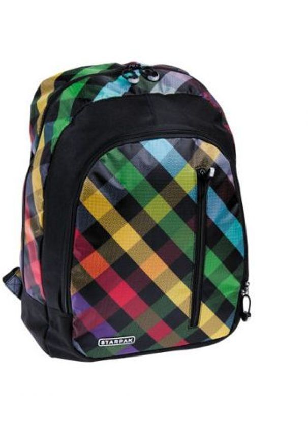 Starpak Plecak szkolny Checkered czarny w kolorową kratkę (348771). Kolor: czarny. Wzór: kratka, kolorowy