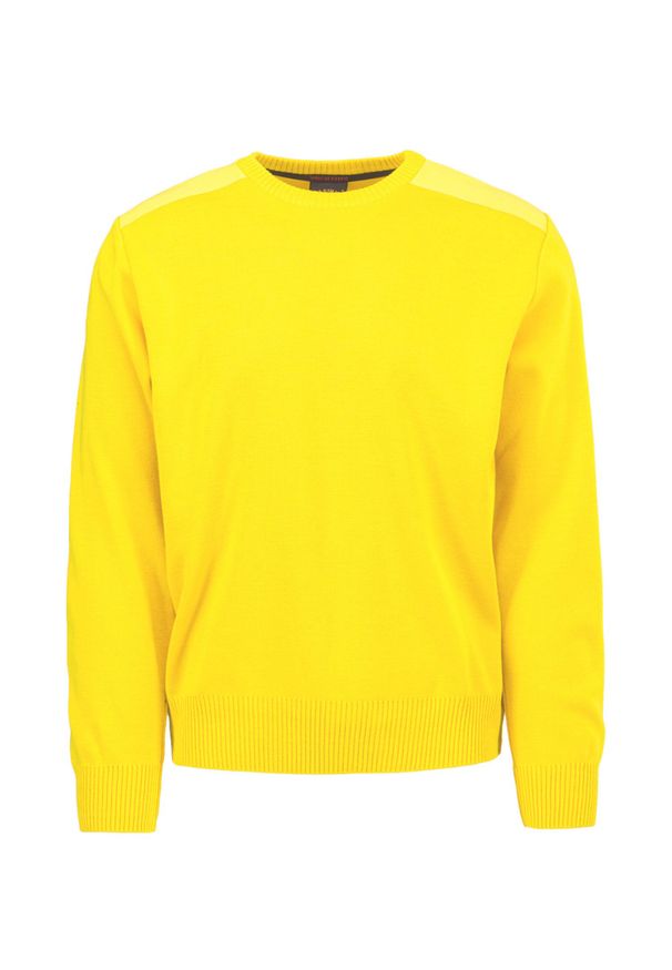 Paul and Shark - Sweter wełniany PAUL&SHARK. Kolor: żółty. Materiał: wełna. Wzór: aplikacja