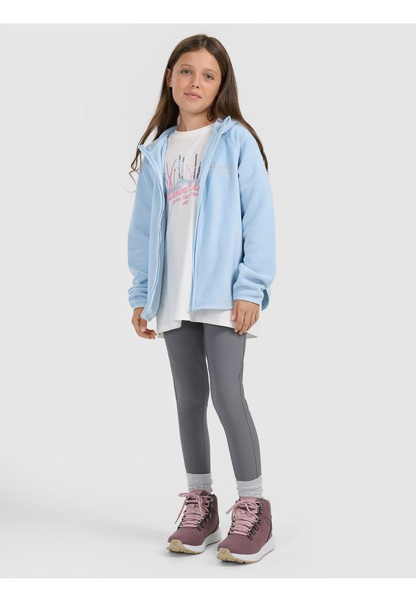 4f - 4F Polar loose z kapturem dziewczęcy - niebieski 128 (7-8 lat). Typ kołnierza: kaptur. Kolor: niebieski. Materiał: polar. Sezon: lato