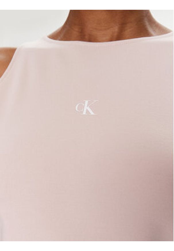 Calvin Klein Jeans Top Archival J20J223107 Różowy Slim Fit. Kolor: różowy. Materiał: syntetyk, wiskoza