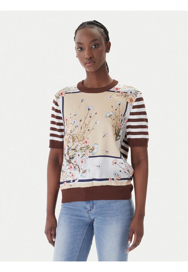 Liu Jo T-Shirt WA6386 MS49I Brązowy Regular Fit. Kolor: brązowy. Materiał: wiskoza