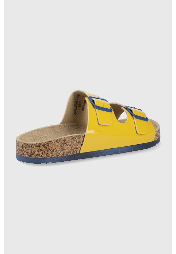 Lee Cooper klapki damskie kolor żółty. Kolor: żółty. Materiał: materiał. Wzór: gładki