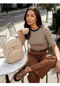 Sinsay - Eleganckie spodnie wide leg z paskiem - brązowy. Kolor: brązowy. Styl: elegancki #1