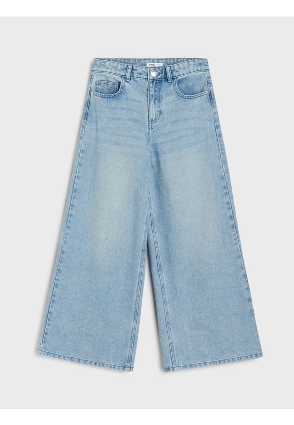 Sinsay - Jeansy wide leg high waist - niebieski. Stan: podwyższony. Kolor: niebieski