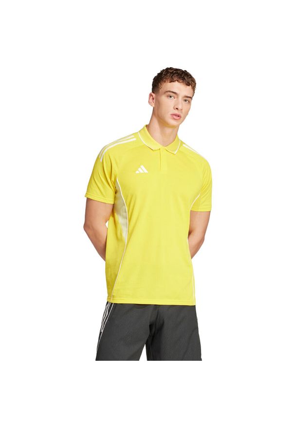 Adidas - Koszulka męska adidas Tiro 25 Competition Polo. Typ kołnierza: polo. Kolor: żółty, biały, wielokolorowy. Styl: sportowy