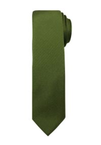 Jednokolorowy Krawat Męski, Śledź - 5 cm - Angelo di Monti, Zieleń Mundurowa