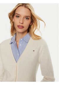 TOMMY HILFIGER - Tommy Hilfiger Kardigan WW0WW43092 Beżowy Regular Fit. Kolor: beżowy. Materiał: wełna #4
