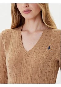 Polo Ralph Lauren Sweter 211971866002 Beżowy Slim Fit. Typ kołnierza: polo. Kolor: beżowy. Materiał: wełna #4
