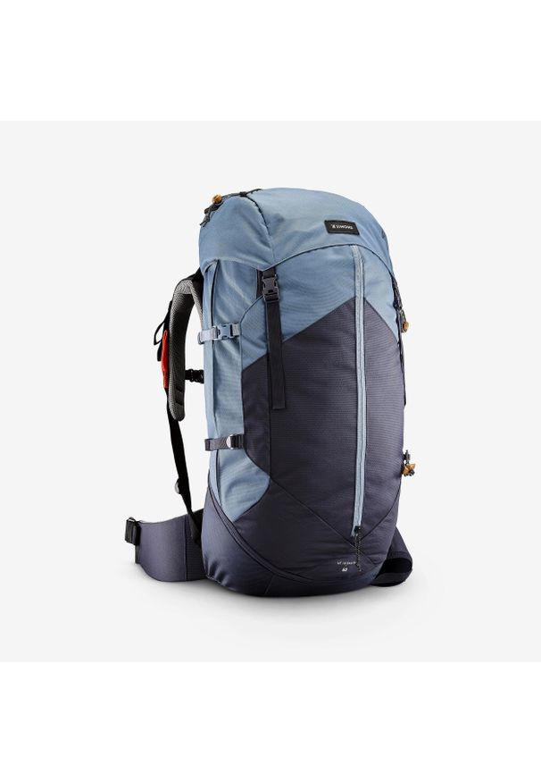 FORCLAZ - Plecak trekkingowy damski Forclaz MT100 Easyfit 60 litrów. Kolor: wielokolorowy, niebieski, szary. Materiał: tkanina, poliester