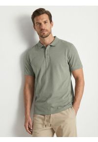 Sinsay - Bawełniane polo - zielony. Typ kołnierza: polo. Kolor: zielony. Materiał: bawełna