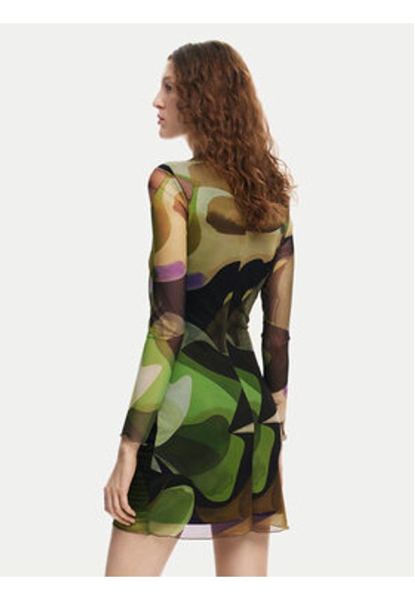 Desigual Sukienka codzienna Camouflage Lacroix 24WWVK36 Zielony Slim Fit. Okazja: na co dzień. Kolor: zielony. Materiał: syntetyk. Typ sukienki: proste. Styl: casual