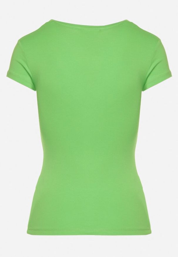 Born2be - Jasnozielony Bawełniany T-shirt z Ozdobnym Nadrukiem Ianestra. Okazja: na spacer, na co dzień. Kolor: zielony. Materiał: bawełna. Wzór: nadruk. Sezon: lato. Styl: casual, klasyczny