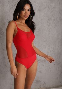 Renee - Czerwony Jednoczęściowy Strój Kąpielowy z Siateczką i Wycięciem na Plecach Xenneth. Kolor: czerwony #1