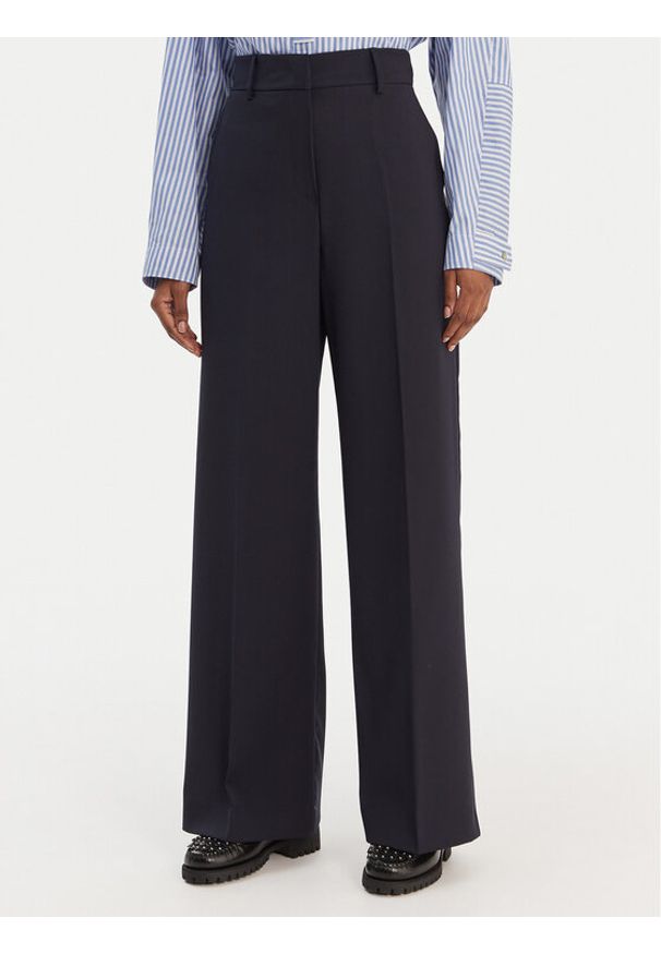 Weekend Max Mara Spodnie palazzo Visivo 2615131041 Granatowy Relaxed Fit. Kolor: niebieski. Materiał: wełna