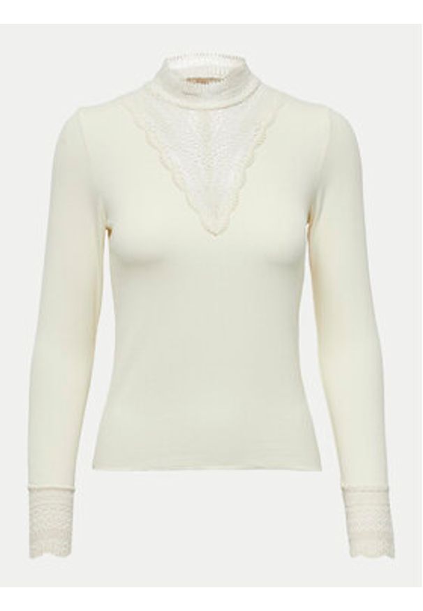 only - ONLY Bluzka Tilde 15207788 Beżowy Stretch Fit. Kolor: beżowy. Materiał: wiskoza