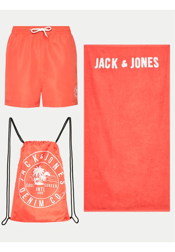 Jack & Jones - Jack&Jones Szorty kąpielowe Jpstbeach 12249449 Pomarańczowy Regular Fit. Kolor: pomarańczowy. Materiał: syntetyk