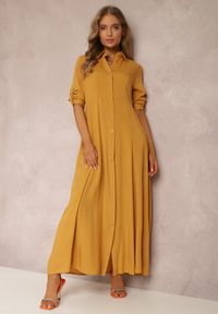 Renee - Żółta Sukienka Hillcrest. Kolor: żółty. Długość rękawa: długi rękaw. Typ sukienki: koszulowe. Długość: maxi