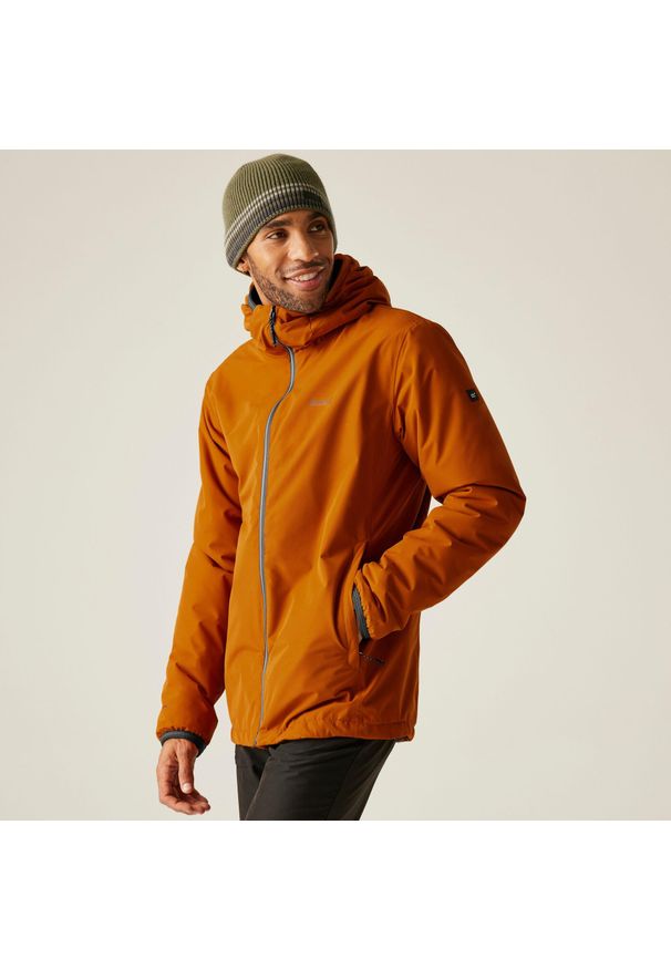 Regatta - Kurtka męska przeciwdeszczowa Caspen. Kolor: pomarańczowy. Materiał: tkanina, puch. Sport: turystyka piesza