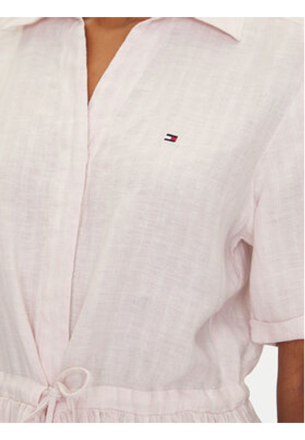 TOMMY HILFIGER - Tommy Hilfiger Sukienka koszulowa Ess WW0WW44672 Różowy Regular Fit. Kolor: różowy. Materiał: len. Typ sukienki: koszulowe