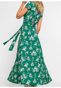 Długa sukienka z założeniem kopertowym bonprix zielony miętowy w kwiaty. Kolor: zielony. Wzór: kwiaty. Typ sukienki: kopertowe. Długość: maxi #7