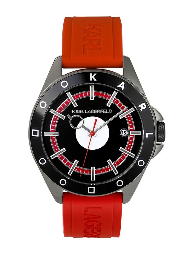 Karl Lagerfeld - Zegarek. Kolor: czerwony. Materiał: syntetyk, tworzywo sztuczne, materiał. Styl: klasyczny