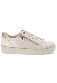 Beżowe Sneakersy Marco Tozzi Sportowe Obuwie Damskie. Okazja: na co dzień. Kolor: beżowy. Materiał: materiał. Wzór: gładki, geometria #4