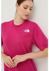 The North Face t-shirt bawełniany kolor różowy. Okazja: na co dzień. Kolor: różowy. Materiał: bawełna. Długość rękawa: krótki rękaw. Długość: krótkie. Styl: casual #2