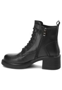 Vinceza - Czarne Botki S.Barski Modne Obuwie Damskie Na Obcasie. Okazja: na co dzień. Zapięcie: sznurówki. Kolor: czarny. Materiał: jeans, skóra. Obcas: na obcasie. Styl: casual, klasyczny, elegancki. Wysokość obcasa: średni