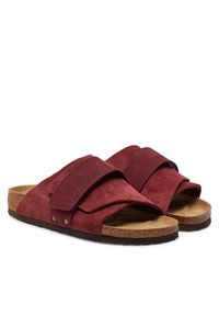 Birkenstock Klapki Kyoto Lenb 1028392 Bordowy. Kolor: czerwony. Materiał: skóra, nubuk