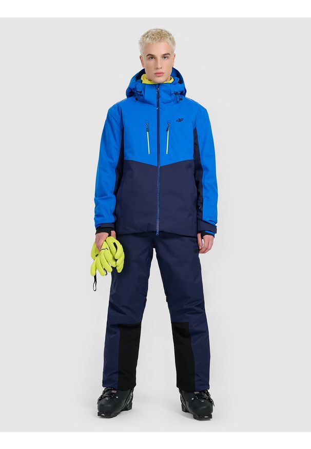 4f - 4F Spodnie narciarskie z szelkami membrana Dermizax 20000 męskie - granatowe XXL. Kolor: niebieski. Materiał: materiał. Technologia: Dermizax. Sezon: zima. Sport: narciarstwo