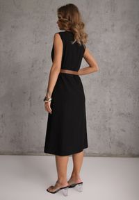 Renee - Czarna Pudełkowa Sukienka z Wiskozą Bawełną Guzikami i Paskiem Magmaris. Okazja: na co dzień, do pracy. Kolor: czarny. Materiał: wiskoza, bawełna. Sezon: wiosna, lato. Styl: casual, elegancki #5