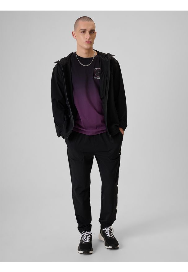 4f - 4F T-shirt relaxed z nadrukiem męski - czarny L. Okazja: na co dzień. Kolor: czarny. Materiał: materiał, bawełna, dzianina. Wzór: nadruk. Styl: casual