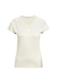 Adidas - Koszulka AEROREADY Train Essentials Minimal Branding V-Neck. Typ kołnierza: dekolt w serek. Kolor: wielokolorowy, biały, beżowy. Materiał: materiał