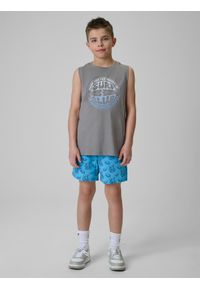 4f - 4F Koszulka bez rękawów loose z nadrukiem chłopięca - szara 128 (7-8 lat). Kolor: szary. Materiał: dzianina, materiał, bawełna. Długość rękawa: bez rękawów. Wzór: nadruk. Sezon: lato #2